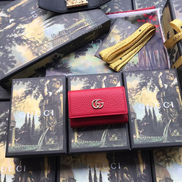 Gucci包 古馳女包 456118 大紅全皮 Gucci鑰匙包  gudj1436